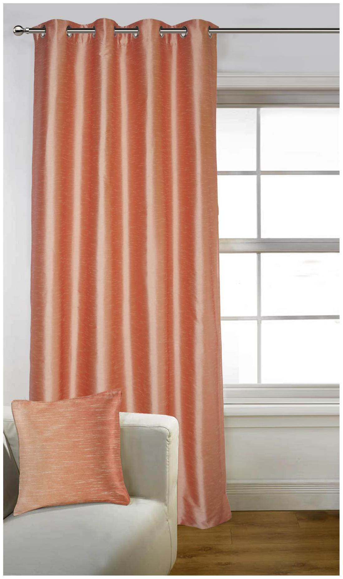 

Lushomes Peach Art Silk Door Curtain with Polyester Lining