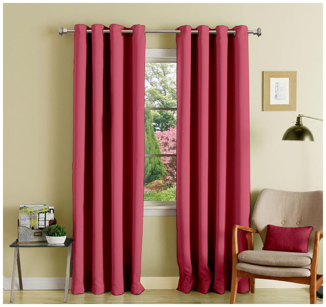 

Lushomes Pink Polyester Blackout Curtains with 8 Eyelets for Long Door