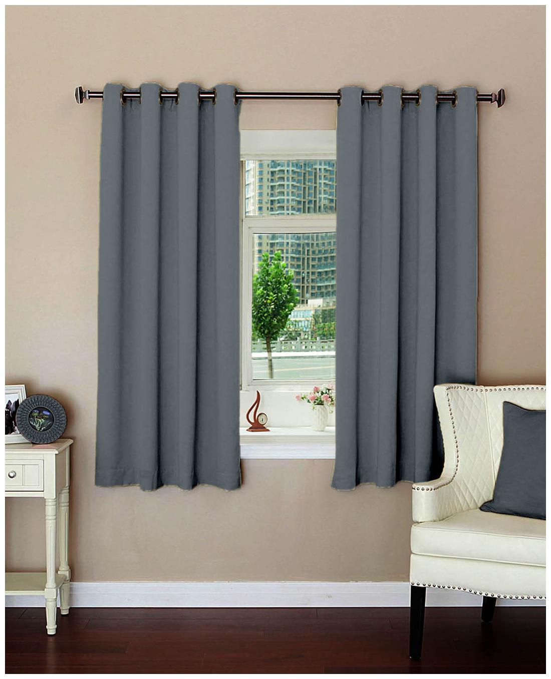 

Lushomes Plain Polyester Blackout Curtains With 8 Eyelets For Windows (5 ft)