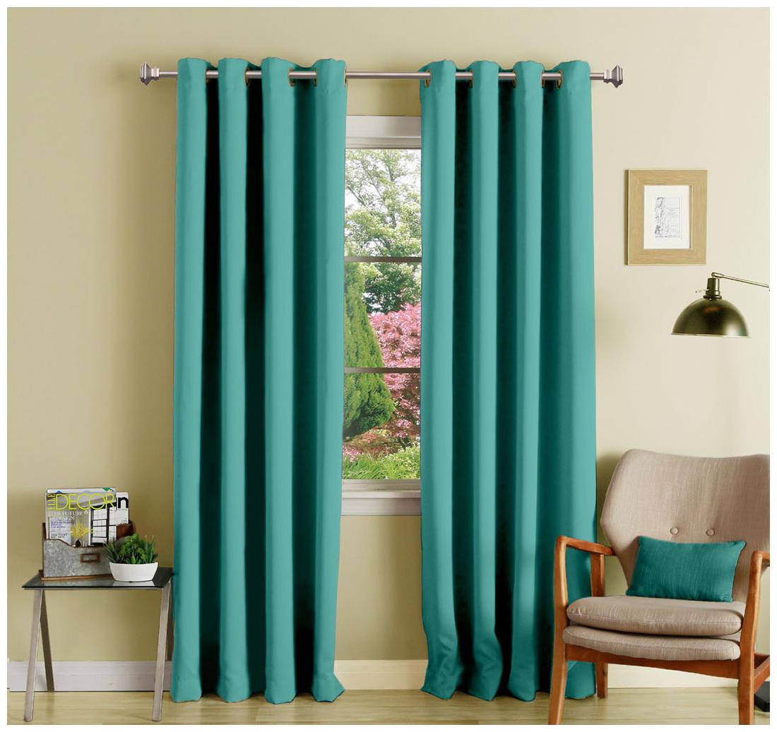 

Lushomes Blue Polyester Blackout Curtains with 8 Eyelets for Long Door