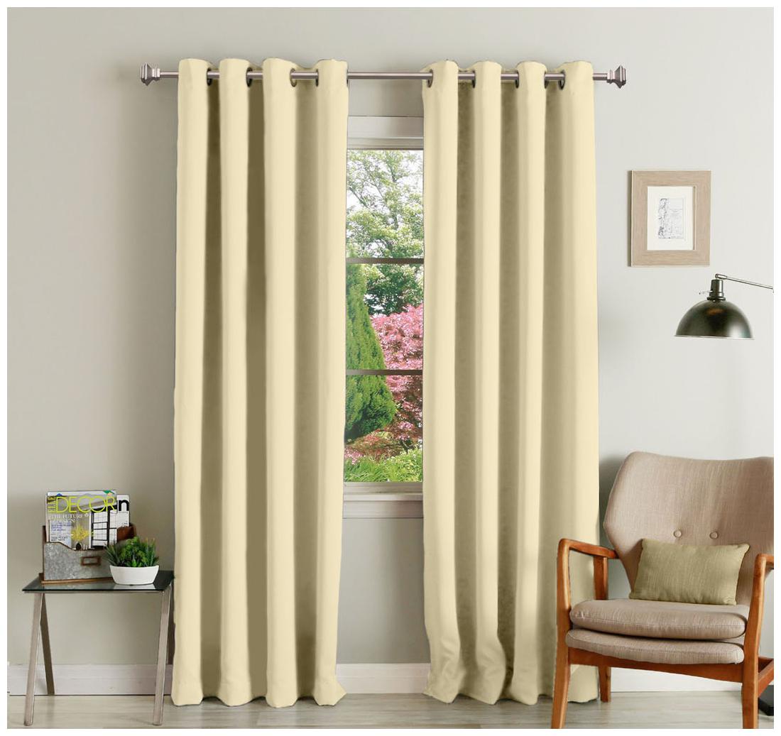 

Lushomes Cream Polyester Blackout Curtains with 8 Eyelets for Long Door