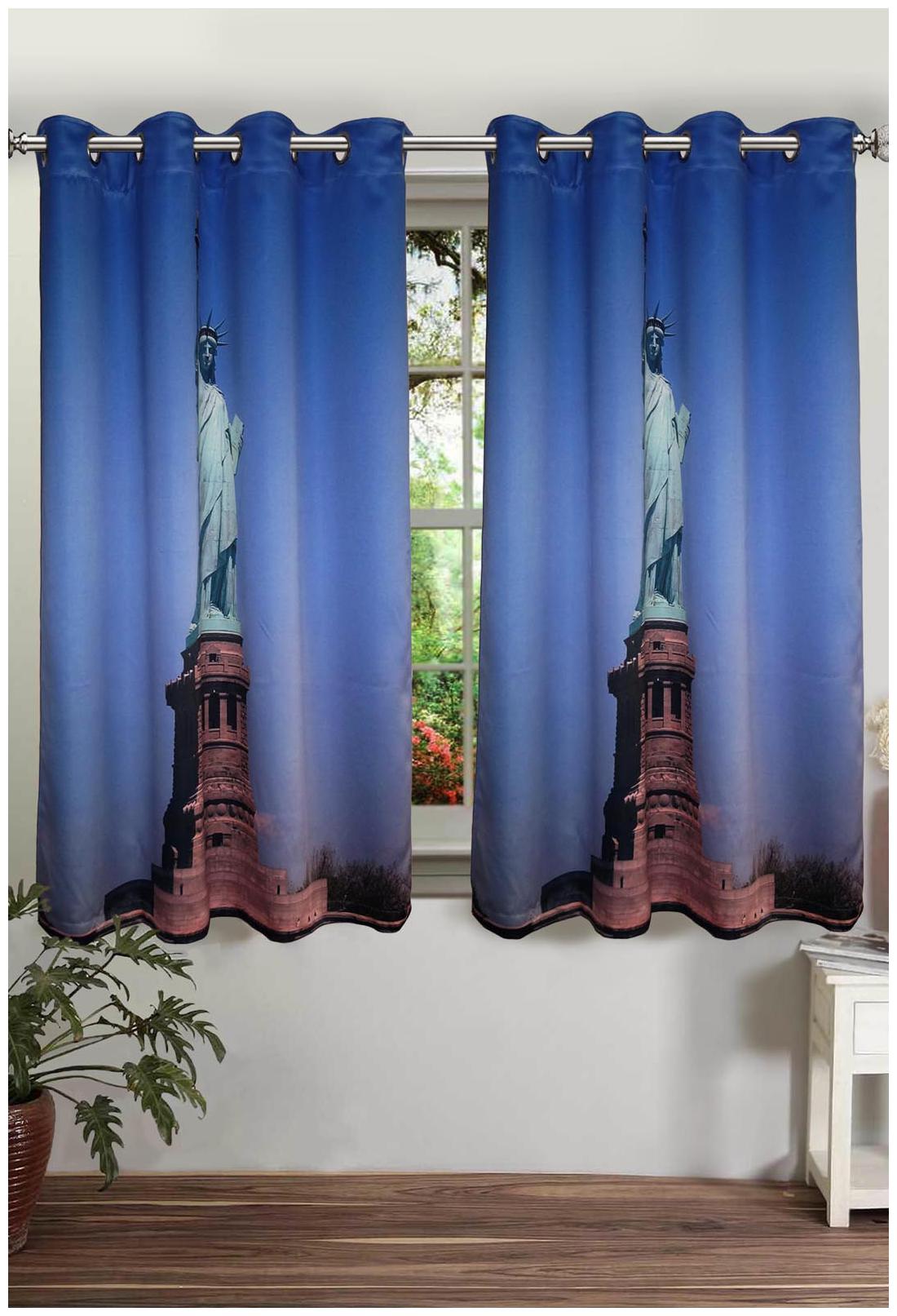 

Lushomes Printed Statue of Liberty Polyster Curtains with Eyelets for Windows