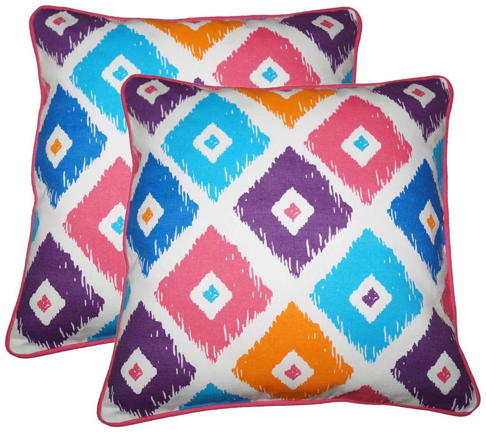 

Lushomes Square Print Cotton Cushion Covers (Size 16 x 16) Pack of 2