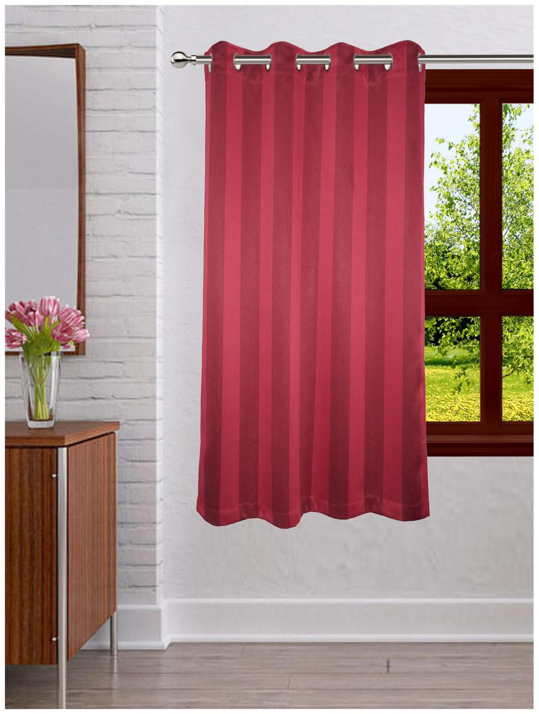 

Lushomes Stripes Adorable Maroon Curtain for Window (single pc)