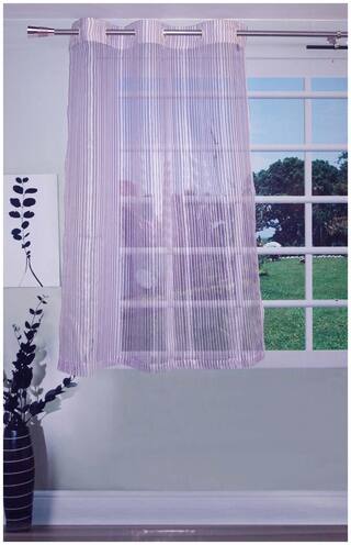 Buy Lushomes Stylish Light Purple Sheer Curtains With Stripes For