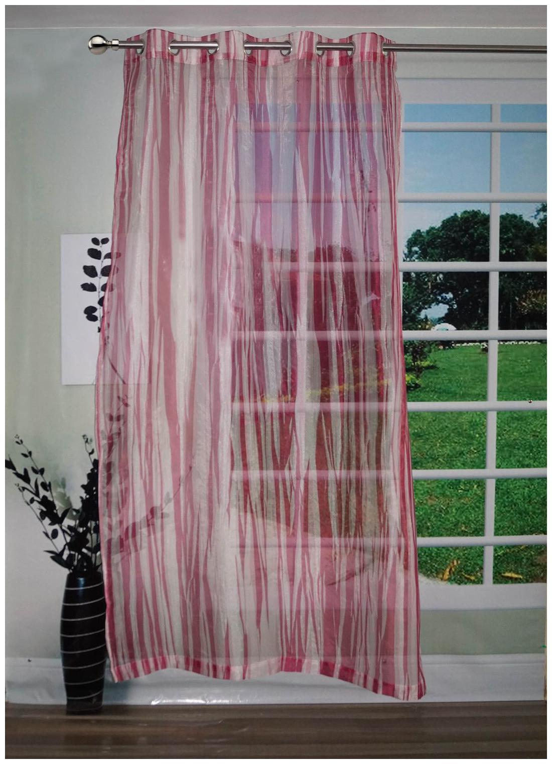 

Lushomes Stylish Magenta with Abstract Stripes Sheer Curtain for Door Size 45x84 (Single pc)