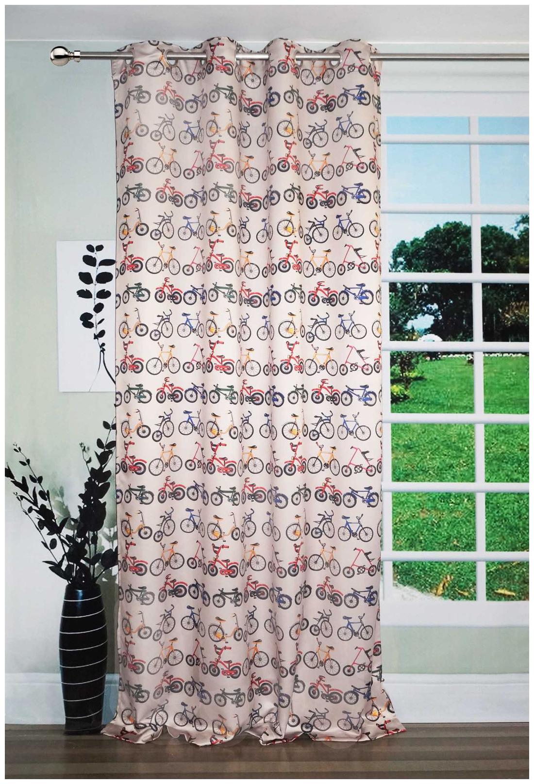 

Lushomes Uber Premium Digital Kids Bicycles Door Curtains (Single Pc Size 137 16 cm (54 inch) x 228 6 cm (90 inch) 8 metal eyelets)