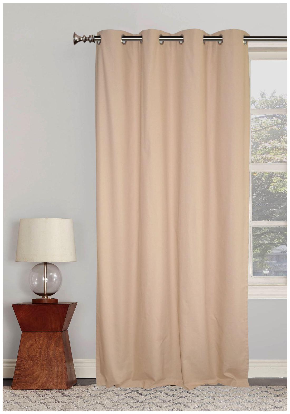 

Lushomes Ultra Soft Premium Cotton Beige Long Door Curtain with 8 metal eyelets and tieback Size 54x108 (single pc)