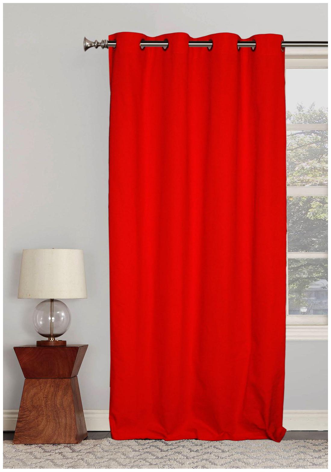 

Lushomes Ultra Soft Premium Cotton Red Long Door Curtain with 8 metal eyelets and tieback Size 54x108 (single pc)