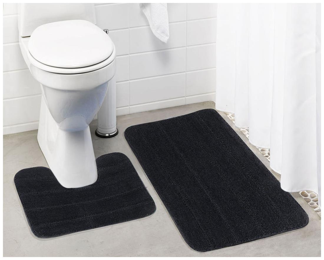 

Lushomes Ultra Soft Microfiber Polyester Dark Grey Regular Bath Mat Set