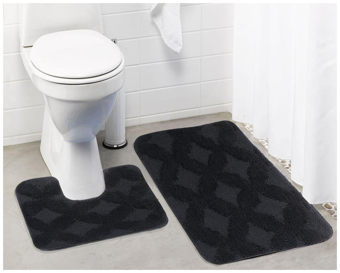 

Lushomes Ultra Soft Microfiber Polyester Dark Grey Regular Bath Mat Set