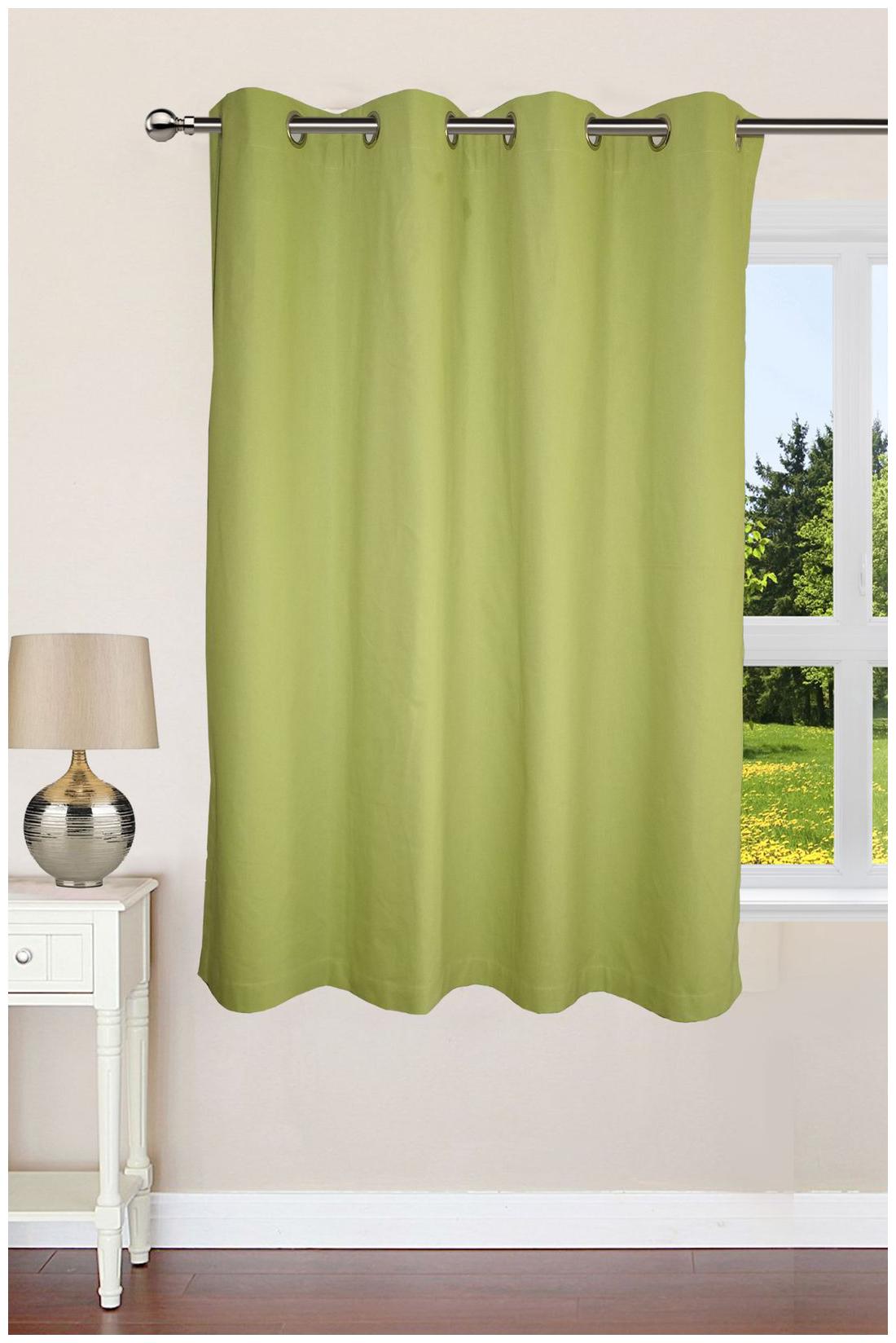 

Lushomes Ultra Soft Premium Cotton Light Green Window Curtain with 8 metal eyelets and tieback Size 54x60 (single pc)