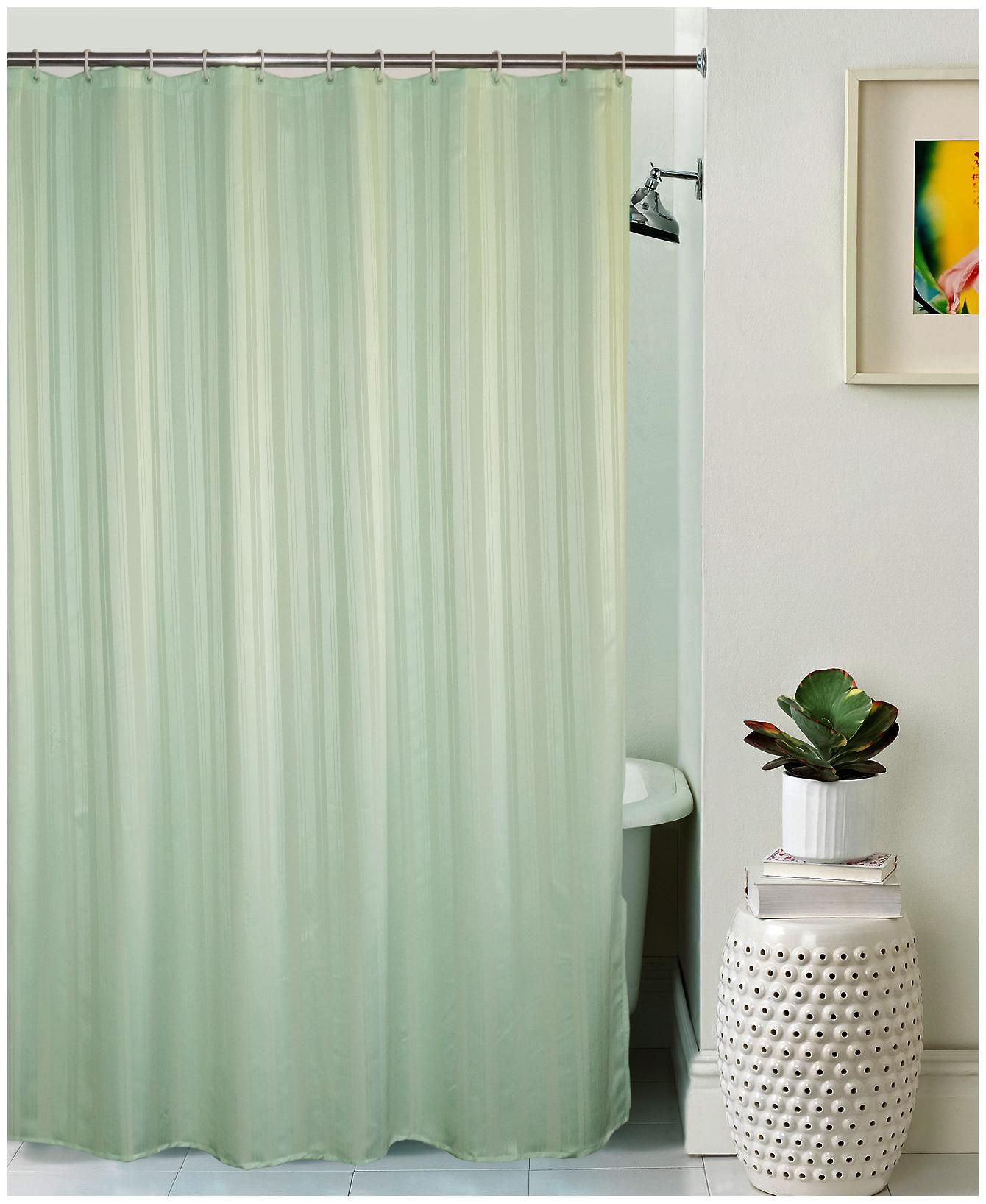 

Lushomes Unidyed Light Green Polyester Shower Curtain with 12 Plastic Eyelets