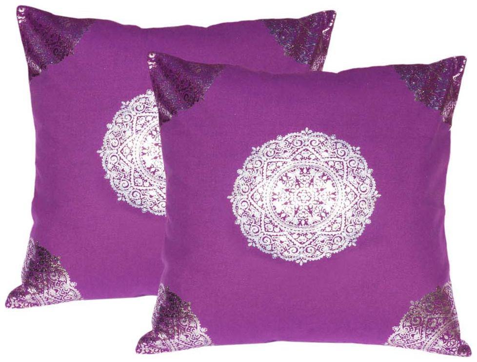 

Lushomes Violet Cushion Covers with Silver Foil Print (Pack of 2)