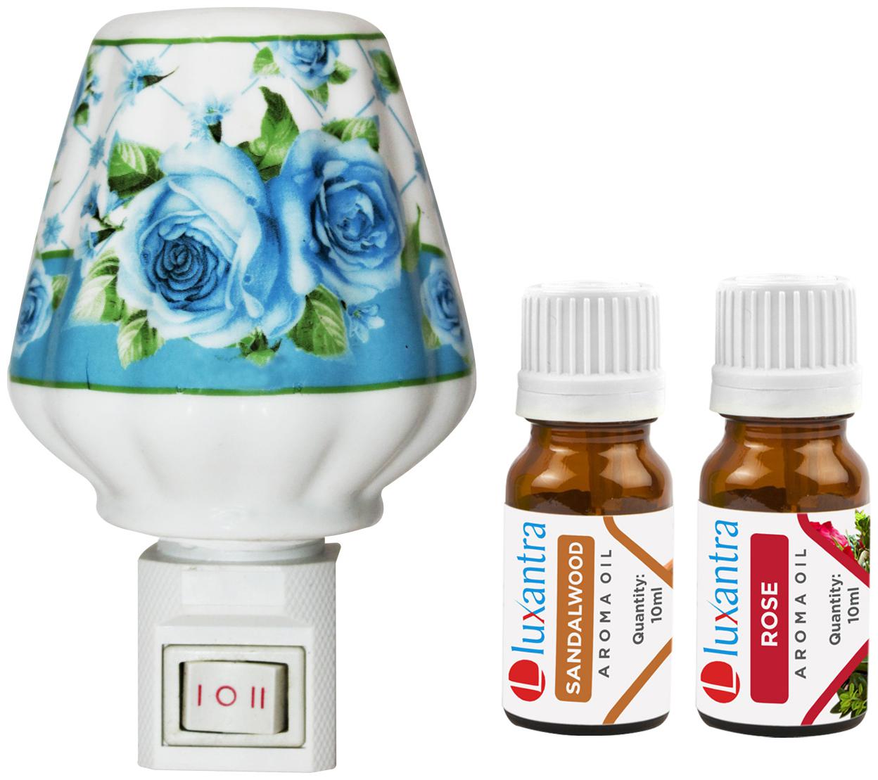 

Luxantra Ceramic Electric Aroma Diffuser Night Lamp Light with Sandalwood Rose Aroma Oil 10ml Each for Home office Hotel Spa
