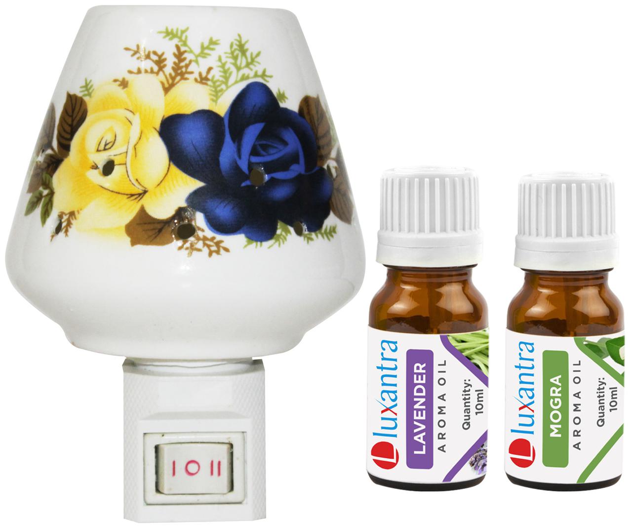 

Luxantra Ceramic Electric Aroma Diffuser Night Lamp Light with Lavender Mogra Aroma Oil 10ml Each for Home office Hotel Spa