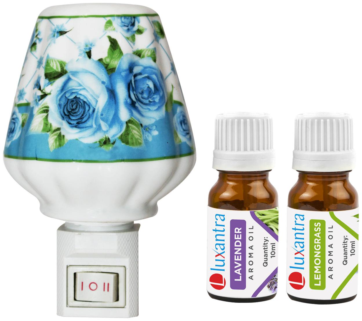 

Luxantra Ceramic Electric Aroma Diffuser Night Lamp Light with Lavender Lemongrass Aroma Oil 10ml Each for Home office Hotel Spa