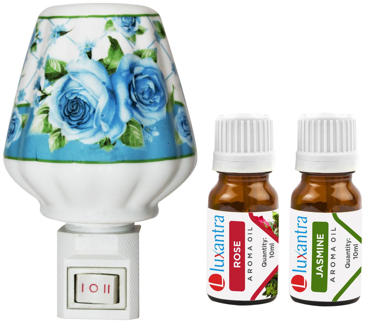 

Luxantra Ceramic Electric Aroma Diffuser Night Lamp Light with Rose Jasmine Aroma Oil 10ml Each for Home office Hotel Spa