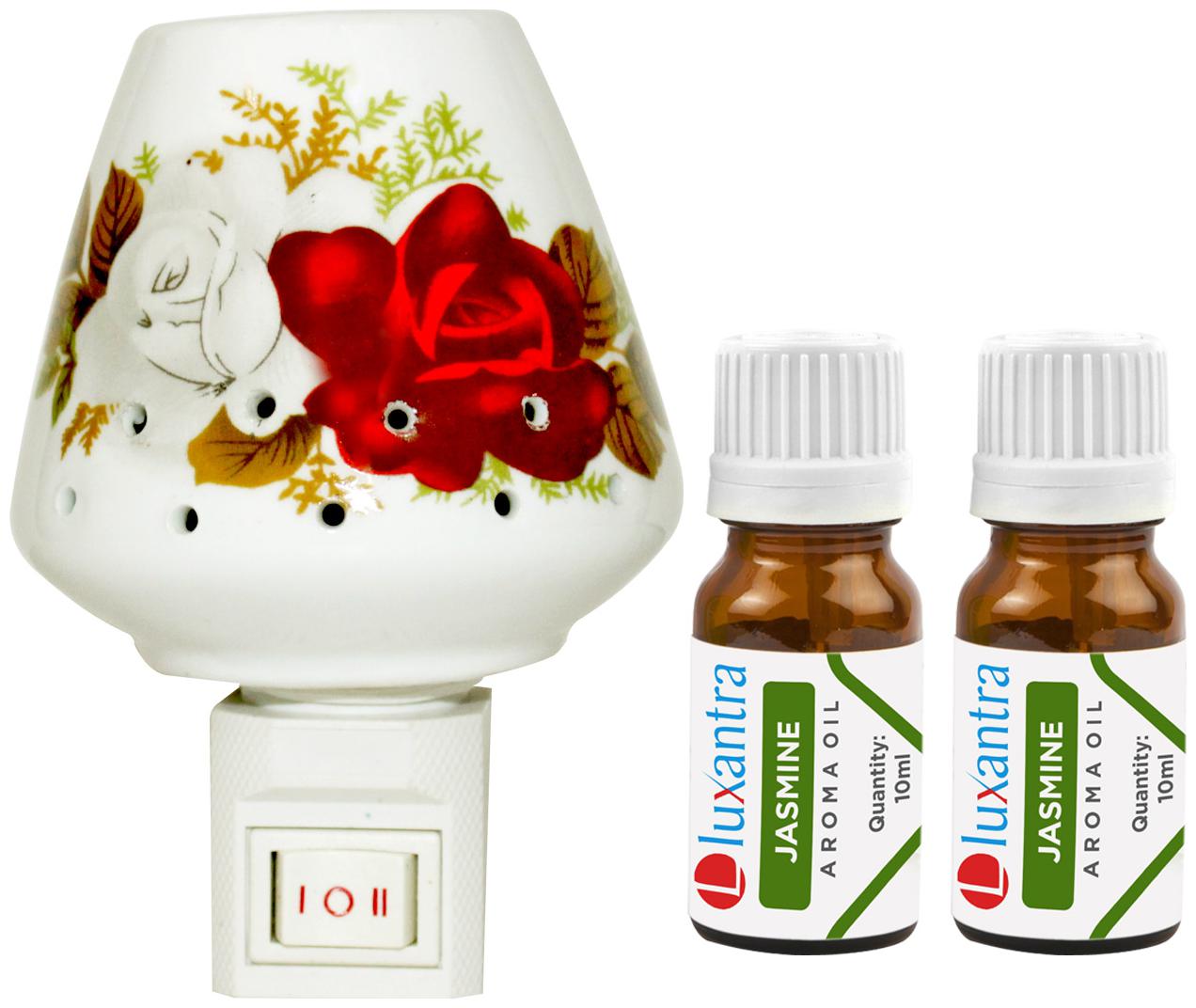 

Luxantra Ceramic Electric Aroma Diffuser Night Lamp Light with 2 Jasmine Aroma Oil 10ml Each for Home office Hotel Spa