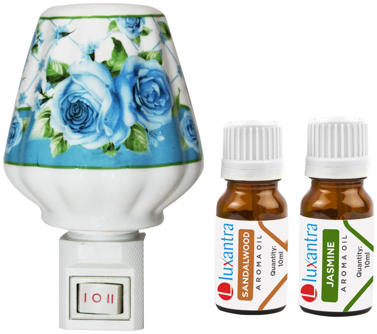 

Luxantra Ceramic Electric Aroma Diffuser Night Lamp Light with Sandalwood Jasmine Aroma Oil 10ml Each for Home office Hotel Spa