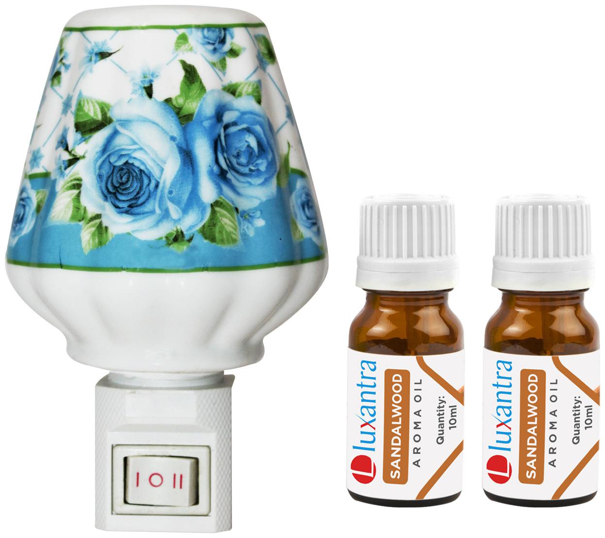 

Luxantra Ceramic Electric Aroma Diffuser Night Lamp Light with 2 Sandalwood Aroma Oil 10ml Each for Home office Hotel Spa