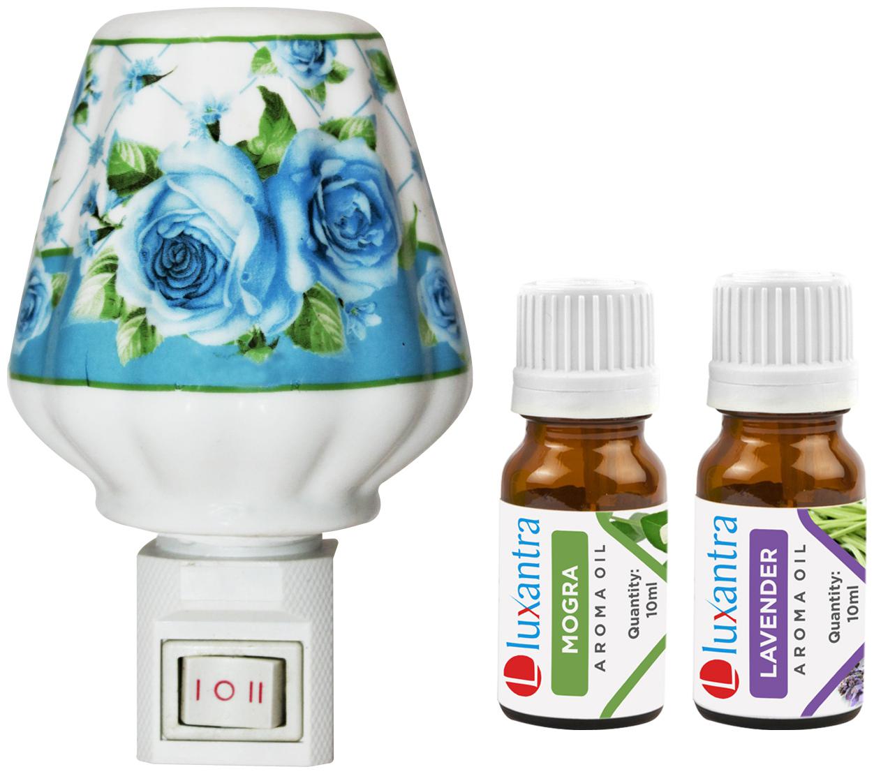 

Luxantra Ceramic Electric Aroma Diffuser Night Lamp Light with Mogra Lavender Aroma Oil 10ml Each for Home office Hotel Spa