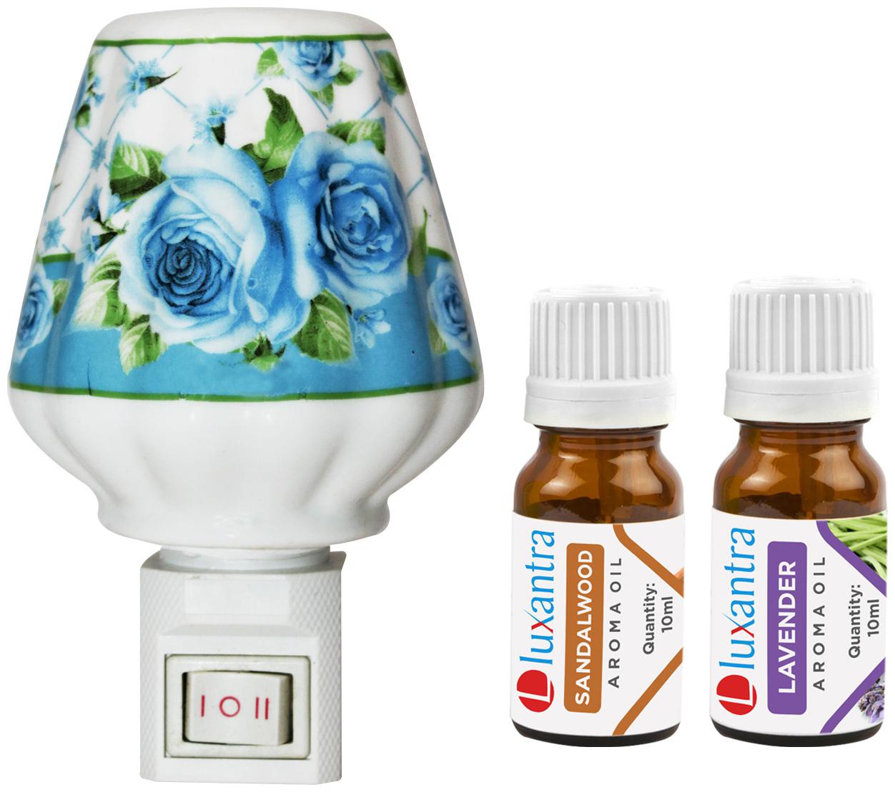 

Luxantra Ceramic Electric Aroma Diffuser Night Lamp Light with Sandalwood Lavender Aroma Oil 10ml Each for Home office Hotel Spa
