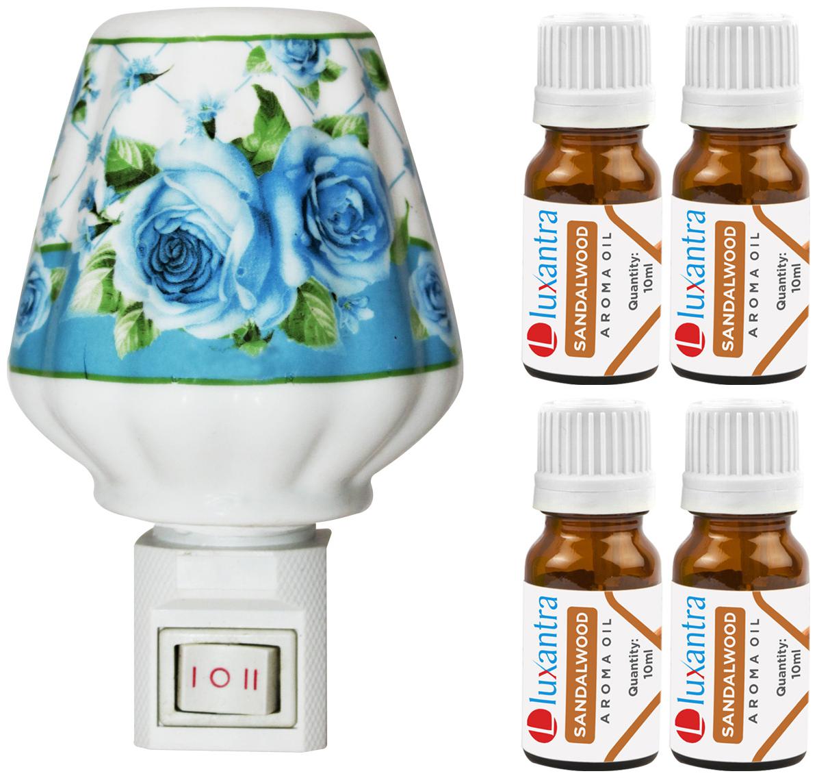 

Luxantra Ceramic Electric Aroma Diffuser Night Lamp Light with 4 Sandalwood Aroma Oil 10ml Each for Home office Hotel Spa