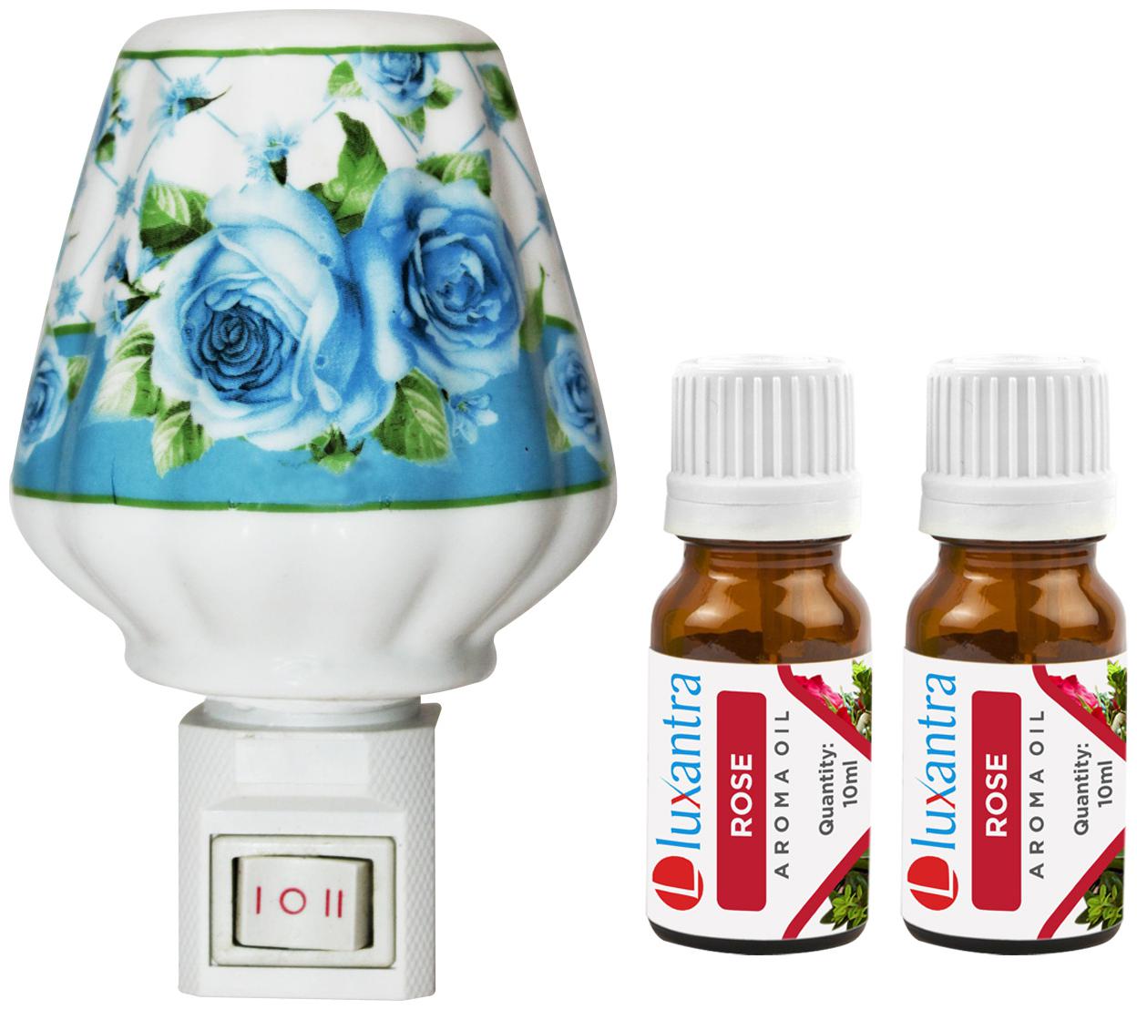 

Luxantra Ceramic Electric Aroma Diffuser Night Lamp Light with 2 Rose Aroma Oil 10ml Each for Home office Hotel Spa