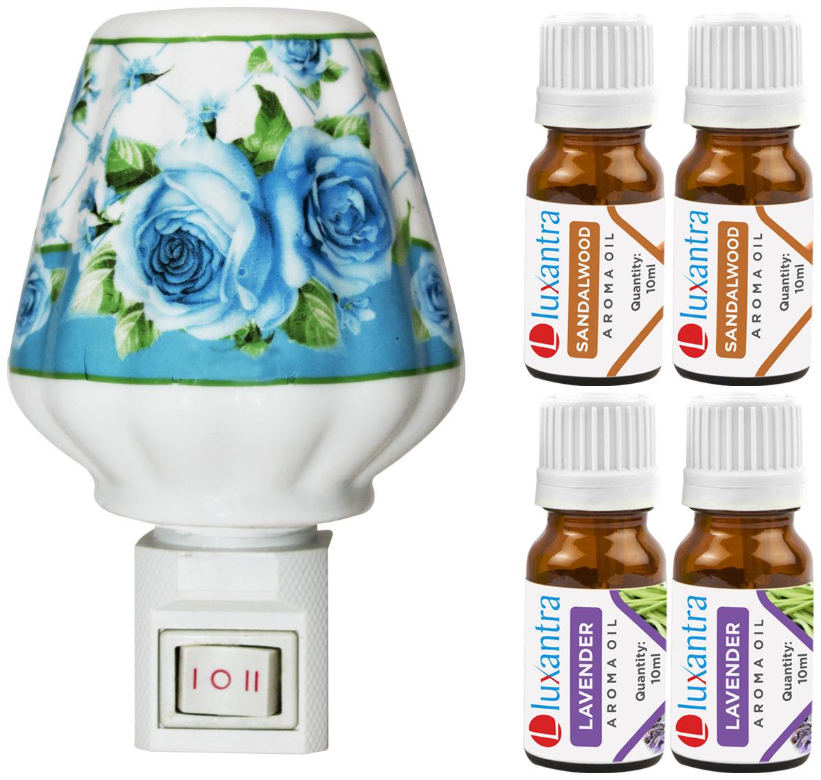 

Luxantra Ceramic Electric Aroma Diffuser Night Lamp Light with 2 Sandalwood 2 Lavender Aroma Oil 10ml Each for Home office Hotel Spa