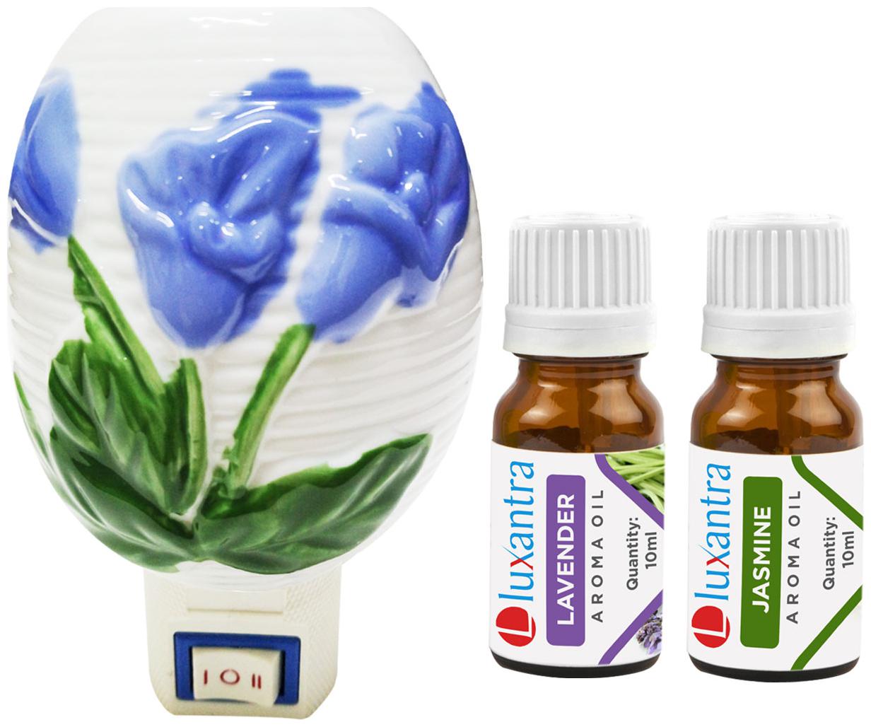 

Luxantra Ceramic Electric Aroma Diffuser Night Lamp Light with Lavender Jasmine Aroma Oil 10ml Each for home office hotel Spa