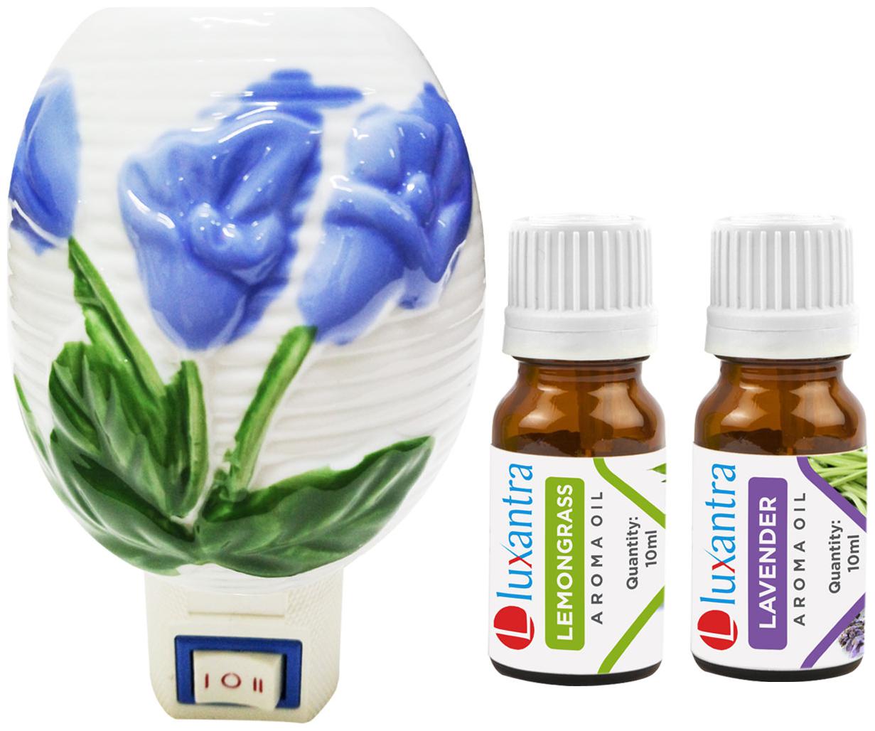 

Luxantra Ceramic Electric Aroma Diffuser Night Lamp Light with Lemongrass Lavender Aroma Oil 10ml Each for home office hotel Spa