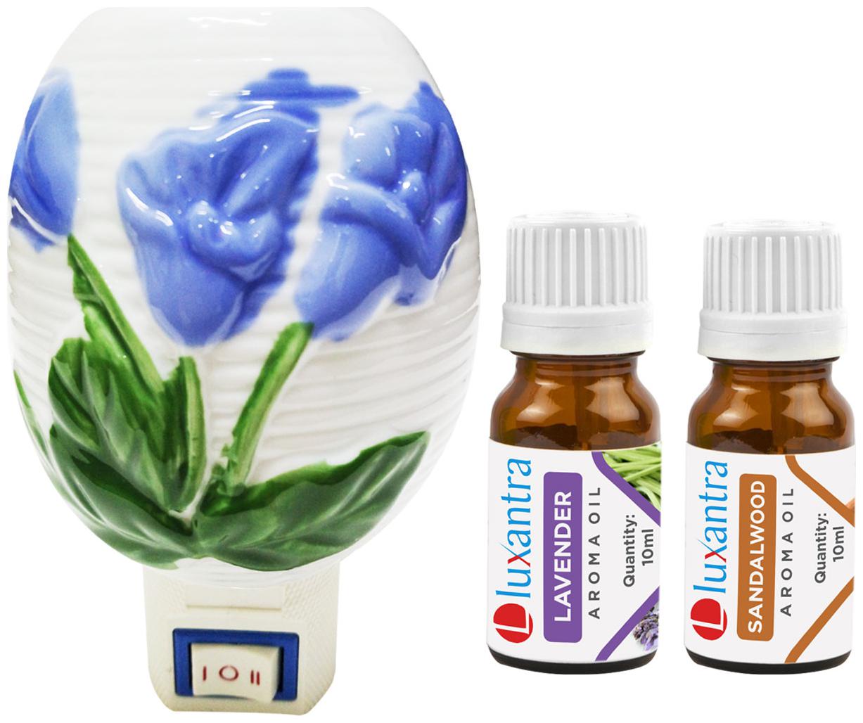 

Luxantra Ceramic Electric Aroma Diffuser Night Lamp Light with Lavender Sandalwood Aroma Oil 10ml Each for home office hotel Spa