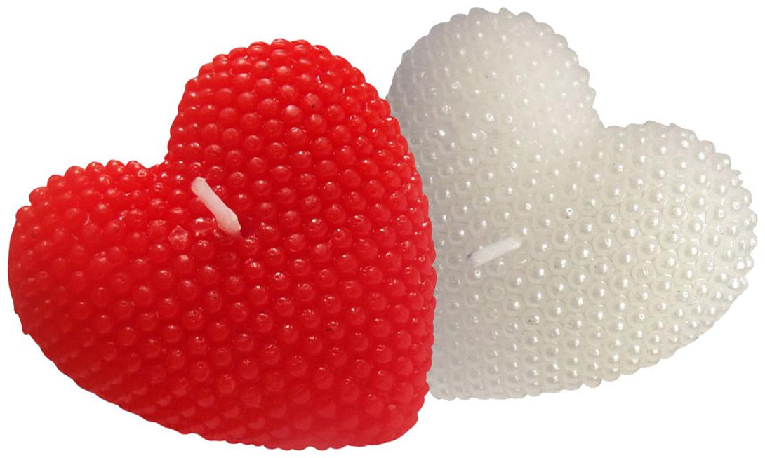 

LUXANTRA Love Heart White Red Set of 2 Candle