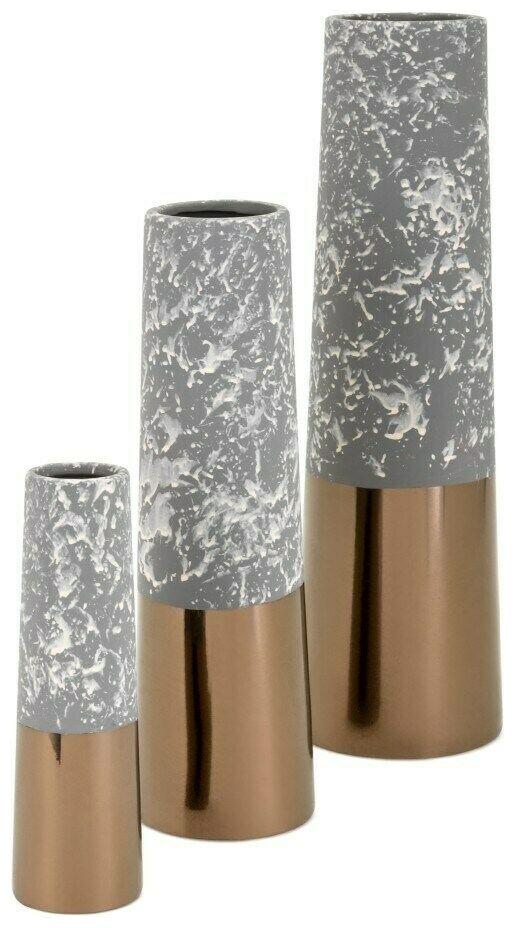 

Luxurious Marble Finish Ceramic Vases Set of Three Gray Grey