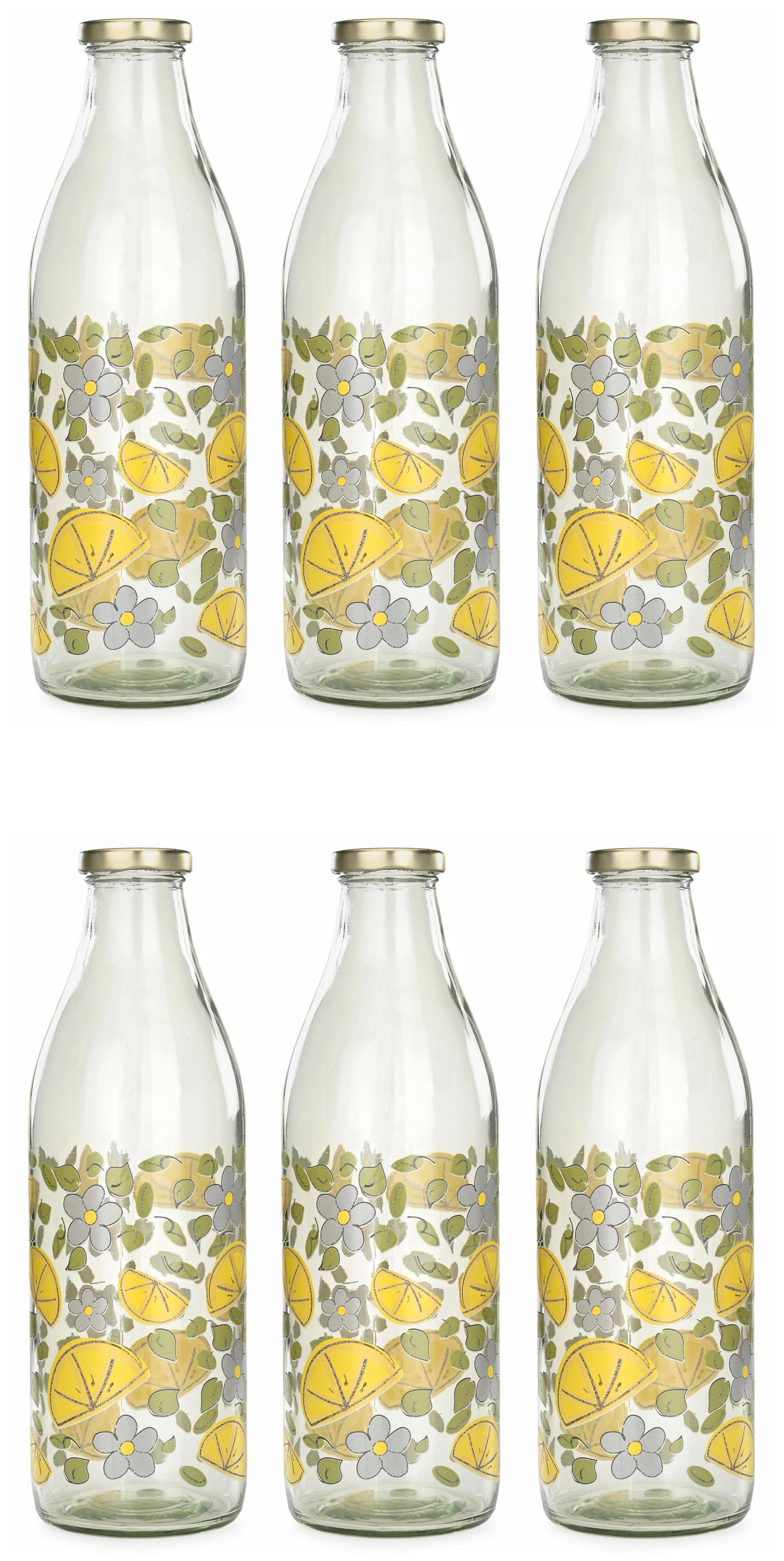 

Maalgodam Glass Transparent Water Bottle ( 1000 ml Set of 6 )