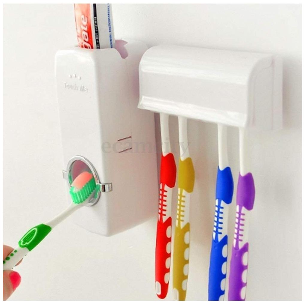 

MAB Toothpaste Dispenser And Tooth Brush Holder Set Plastic Toothbrush Holder (White Wall Mount) Plastic Toothbrush Holder (White Wall Mount)