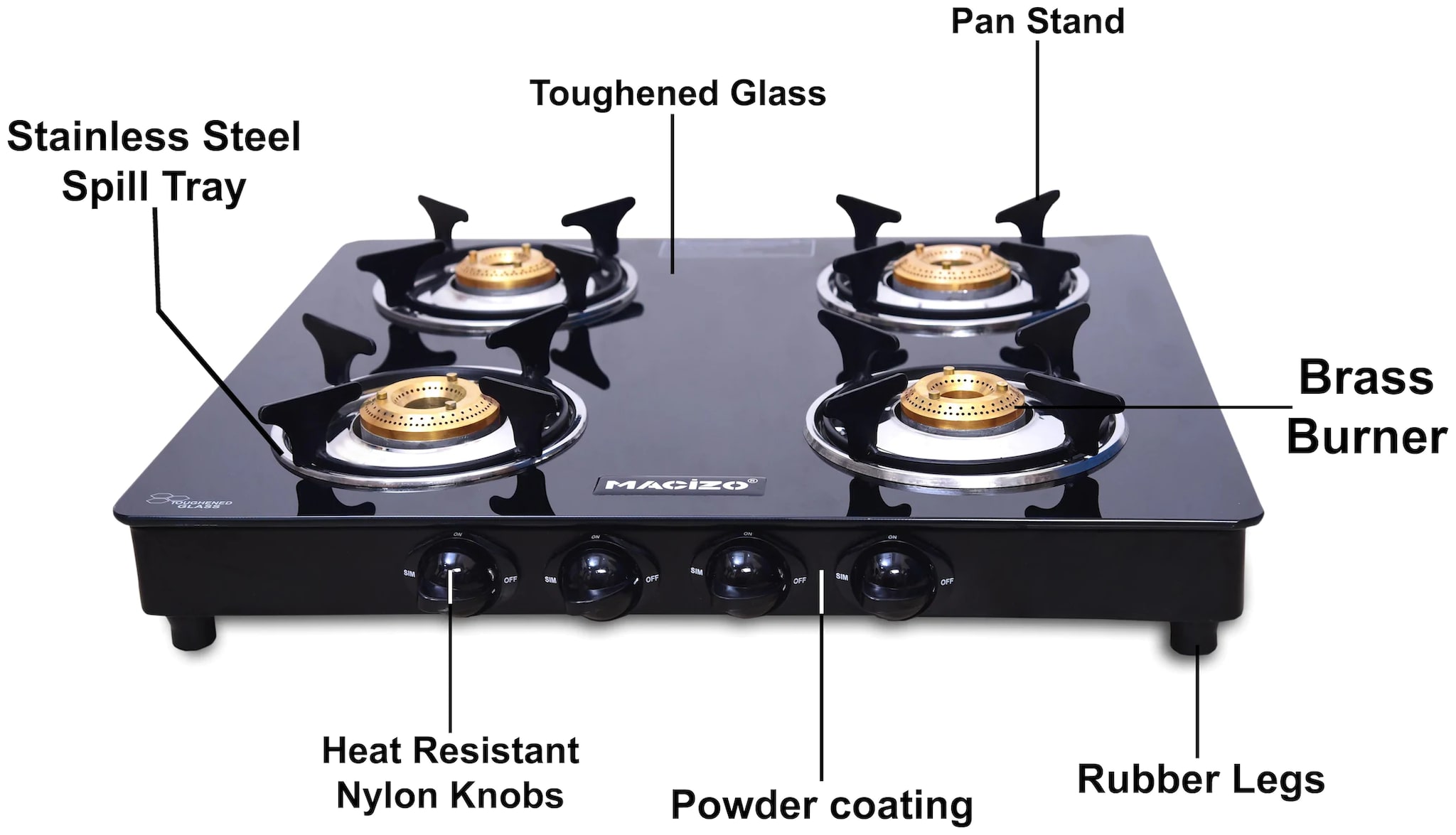 

MACIZO Preto 4 Burner Regular Black Gas Stove