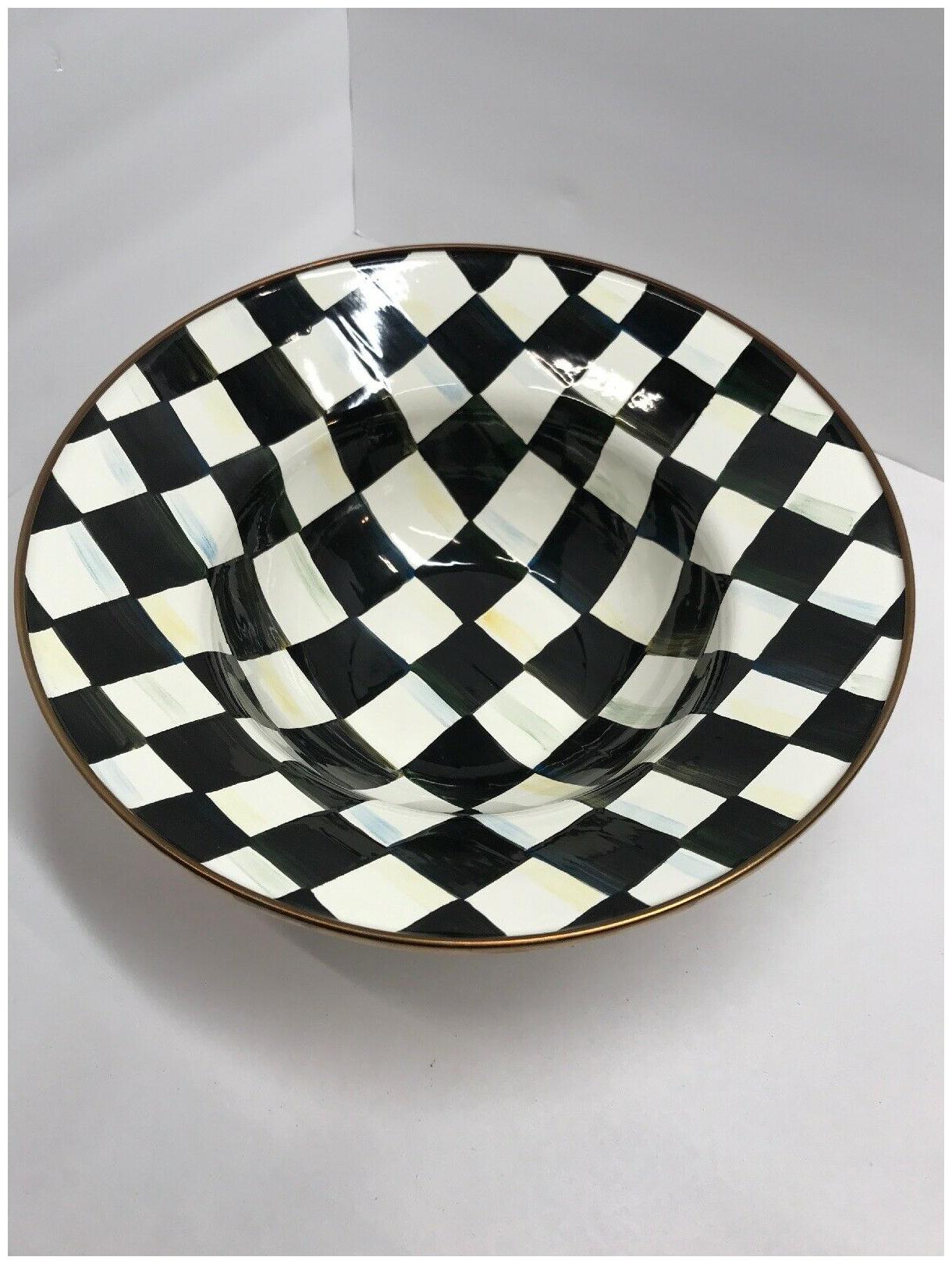 

Mackenzie Childs Courtly Check Enamel Serving Bowl Classic Check 12 Wide