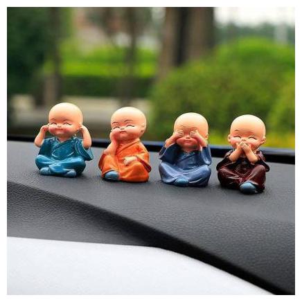 

MADE IN INDIA 4pcs Monk Doll Ornament Set Cartoon Little Monk Doll Decoration Auto Dashboard Car Ornament Toy Home Gift Decorative Showpiece Decorative Showpiece