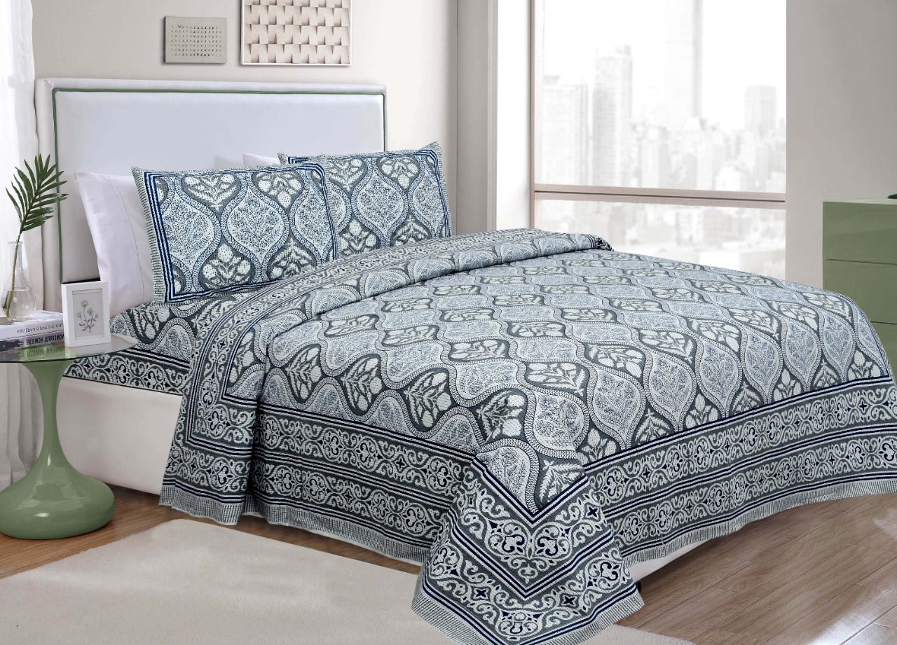 

Madhu Homes Cotton Printed King Size Bedsheet 200 TC ( 1 Bedsheet With 2 Pillow Covers Assorted )