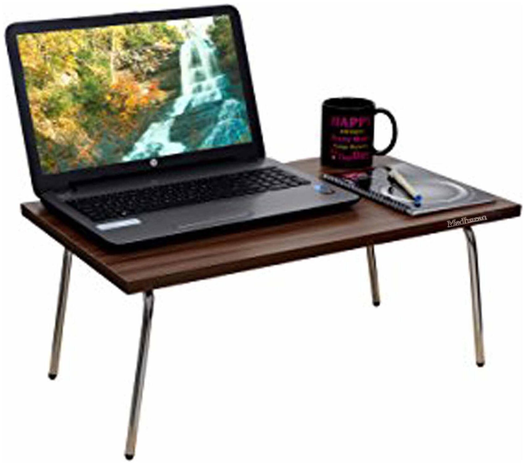 

Madhuran Vega Bed Laptop Cum Study Table Walnut (60X35) cm Portable Foldable Mulitipurpose Wooden Desk