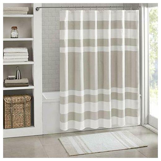 

Madison Park Spa Waffle Shower Curtain Stall 54x78 Taupe