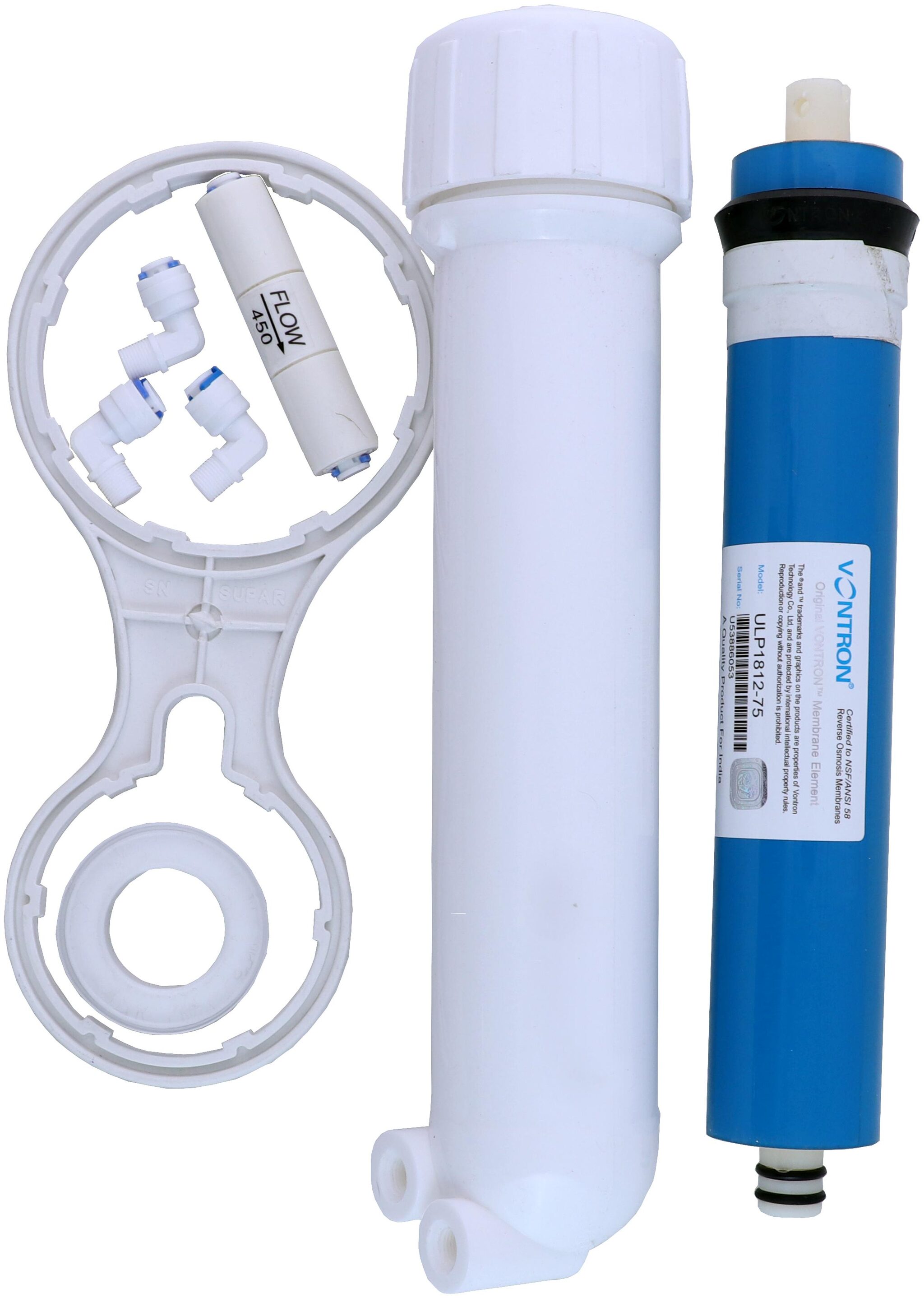 

Maggzoo Vontrin 75 GPD Membrane Housing Spanner Teflon FR Connectors For Kent And All House Use RO Water Purifier Filter
