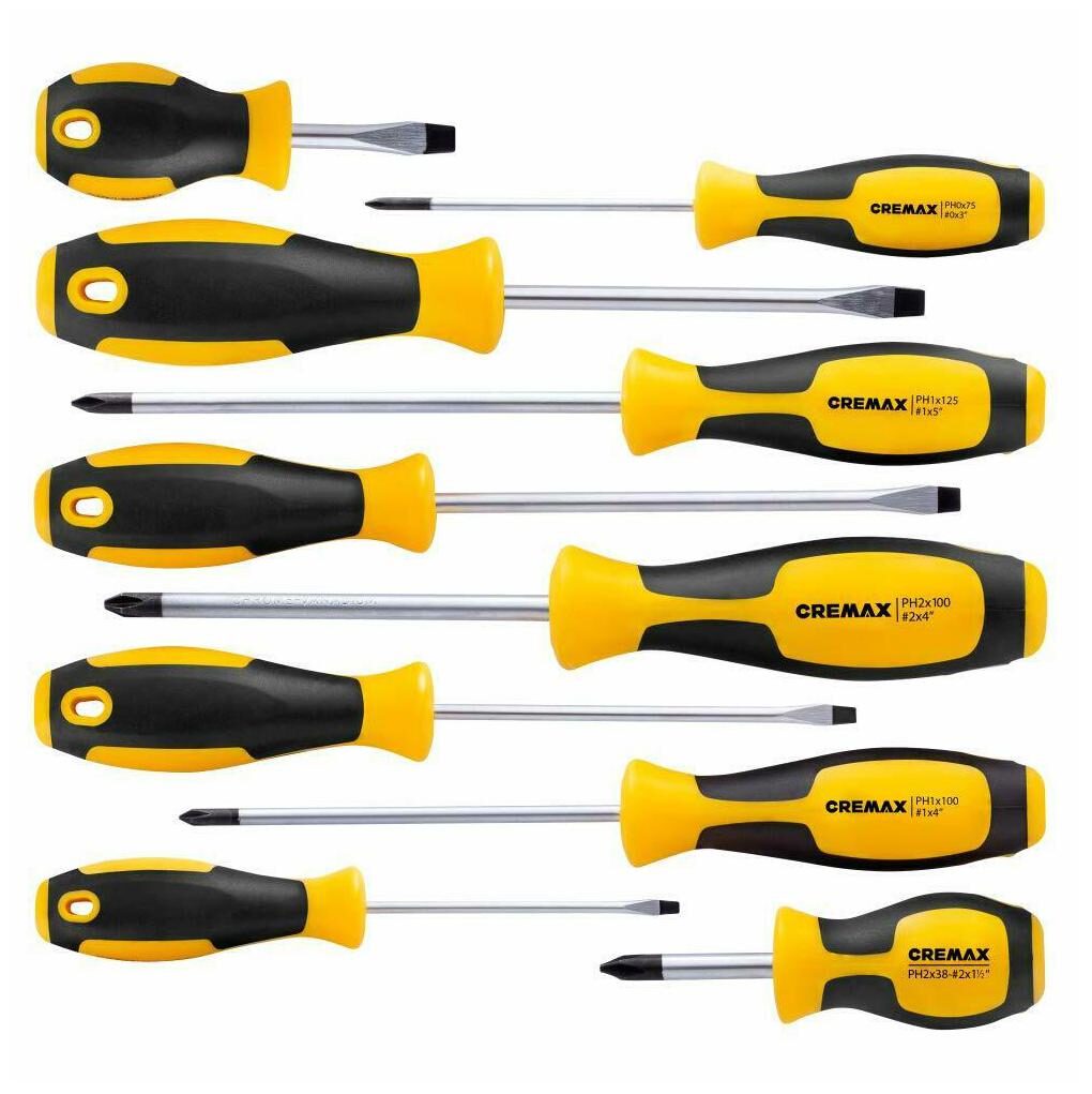 

Magnetic Screwdriver Set 10 PCS 5 Phillips and 5 Flat Head Tips Screwdriver