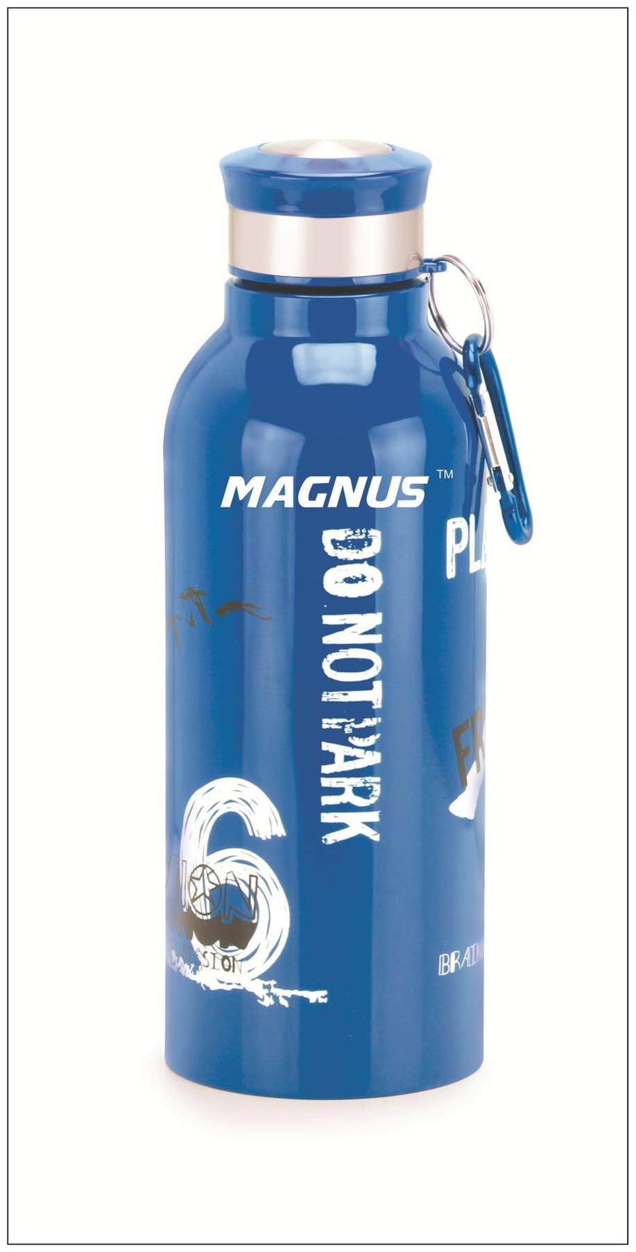 

Magnus Stainless Steel Blue Water Bottle ( 600 ml Set of 1 )