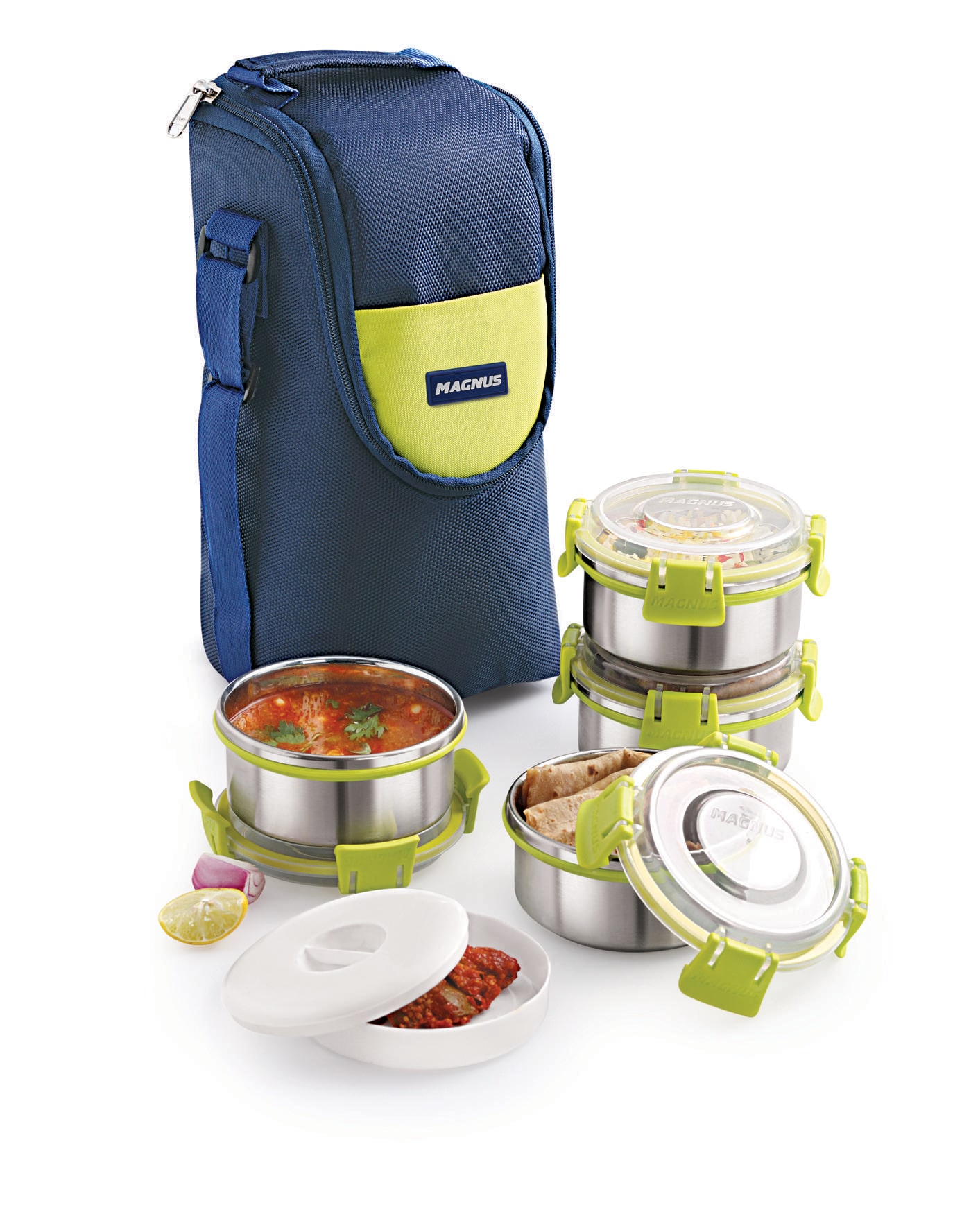

Magnus Silver 4 Containers Lunch box ( Set of 4 300 ml )