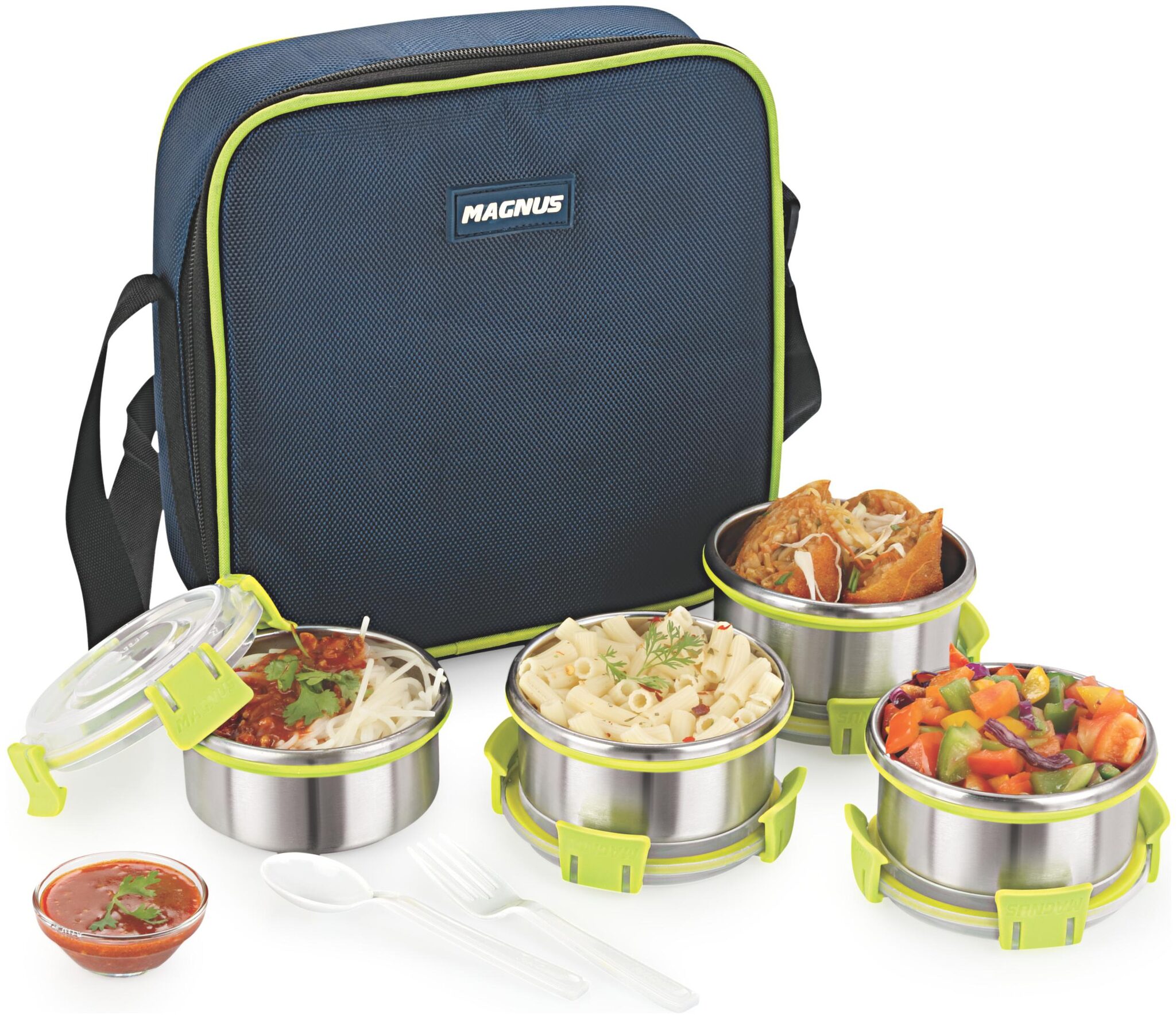 

Magnus Silver 4 Containers Lunch box ( Set of 4 300 ml )