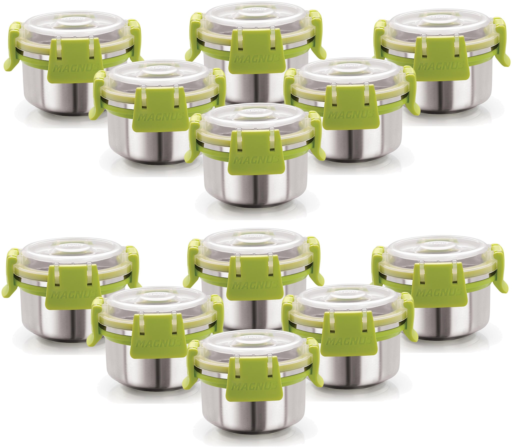 

Magnus 100 ml Silver Stainless steel Container Set - Set of 12