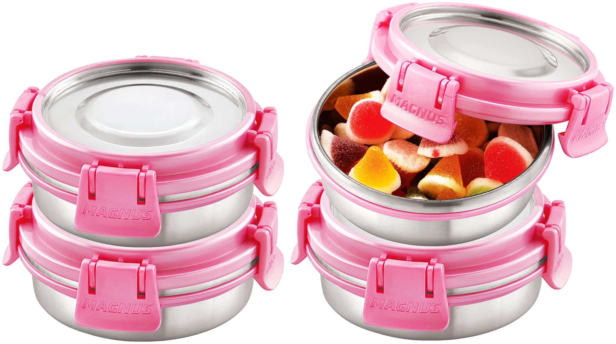 

Magnus Stainless Steel Flat Storage Container 200 ml (Pink)